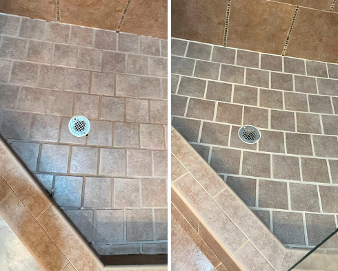Shower Before and After a Grout Cleaning in Novato, CA