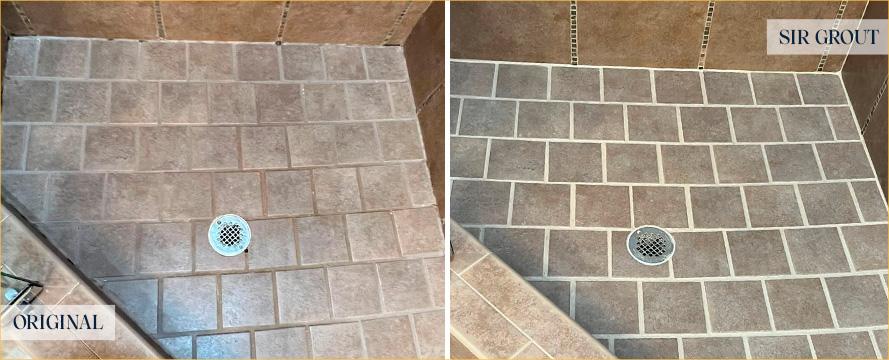 Shower Before and After a Flawless Grout Cleaning in Novato, CA