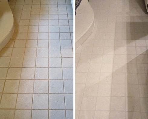 Floor Before and After a Grout Cleaning in Windsor, CA