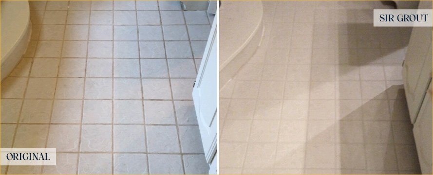 Floor Before and After a Superb Grout Cleaning in Windsor, CA