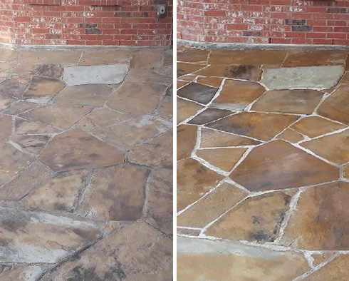 Floor Before and After a Stone Cleaning in Sonoma, CA