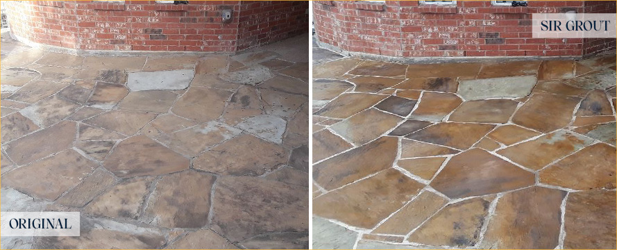 Floor Before and After an Excellent Stone Cleaning in Sonoma, CA