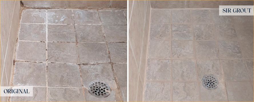 Shower Before and After Our Windsor Tile and Grout Cleaners