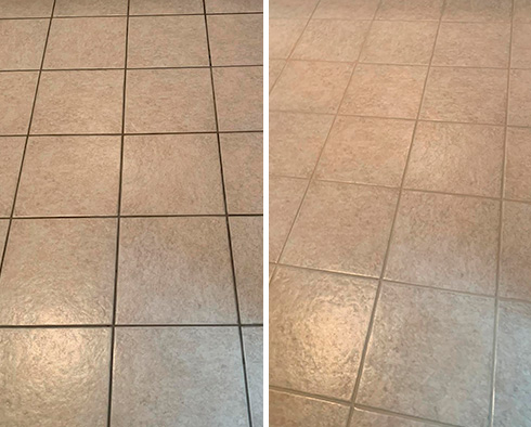 Kitchen Tile Floor Before and After Our Santa Rosa Grout Sealing Service