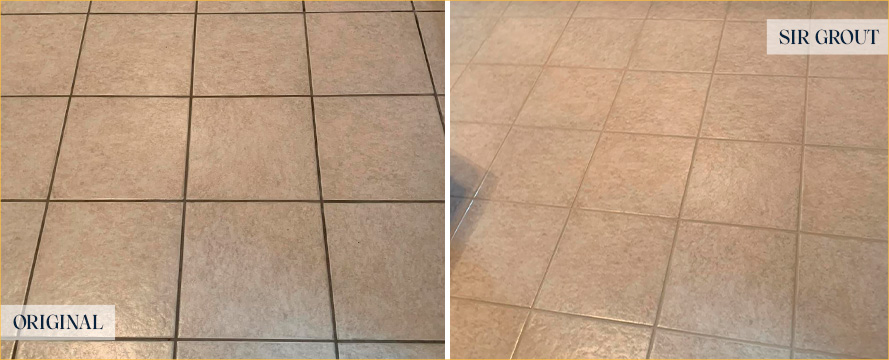 Kitchen Tile Floor Before and After Our Santa Rosa Grout Sealing Service
