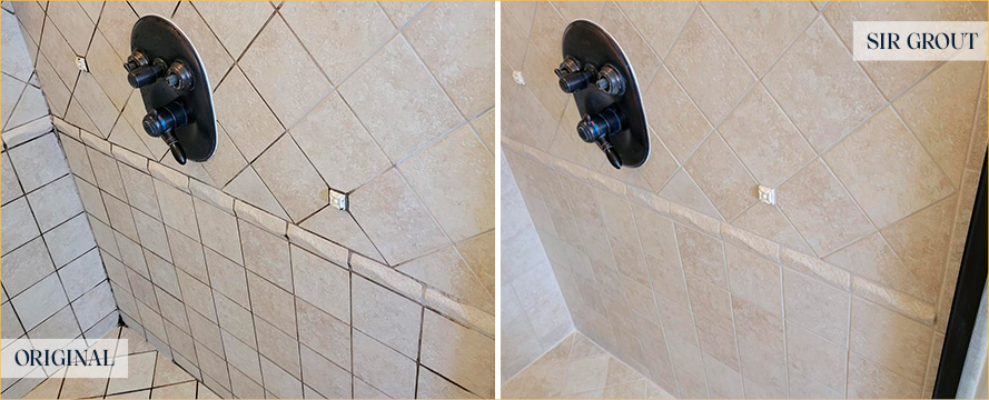 Shower Walls Before and After Our Santa Rosa Grout Sealing Service