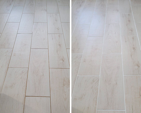 Floor Before and After Our Windsor Grout Cleaning