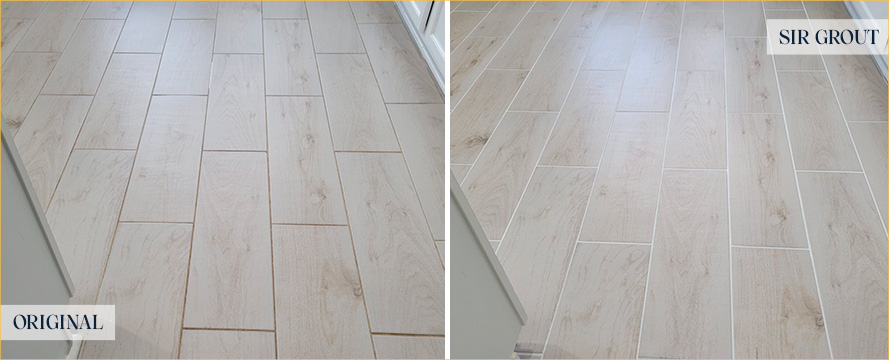 Floor Before and After Our Windsor Grout Cleaning