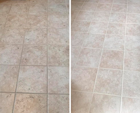 Kitchen Floor Before and After Our Windsor Grout Sealing Service