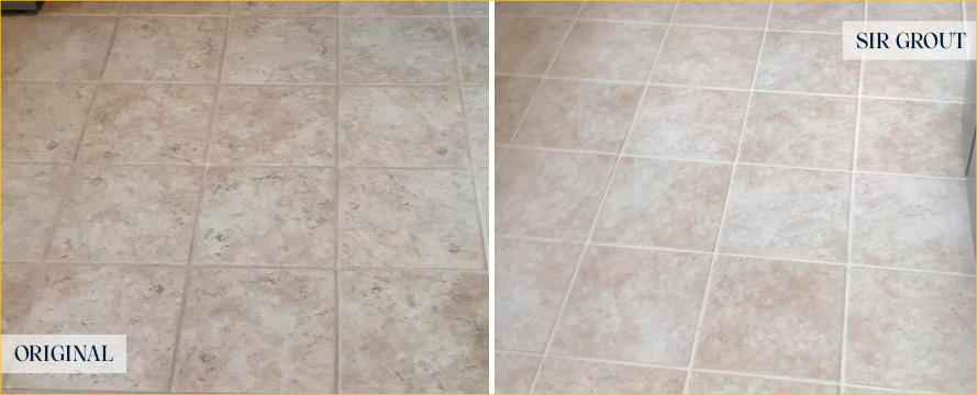 Kitchen Floor Before and After Our Windsor Grout Sealing Service