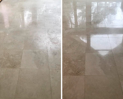 Floor Before and After Our Sonoma Stone Sealing Service