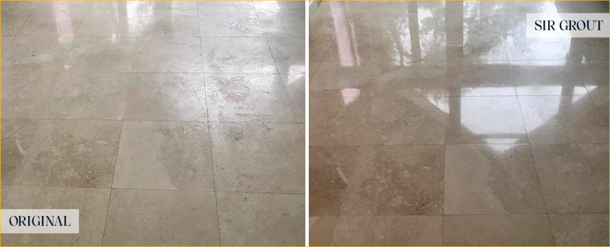 Floor Before and After Our Sonoma Stone Sealing Service