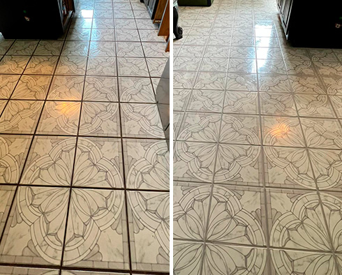 Tile Floor Before and After Our Windsor Grout Recoloring Service