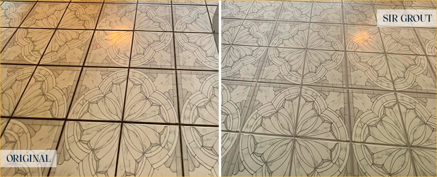 Tile Floor Before and After Our Windsor Grout Recoloring Service