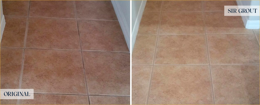 Floor Before and After Our Windsor Grout Cleaning Service