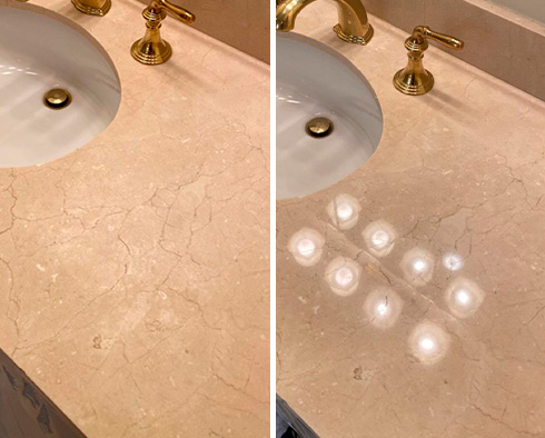 Bathroom Countertop Before and After Our Sonoma Stone Cleaning Service