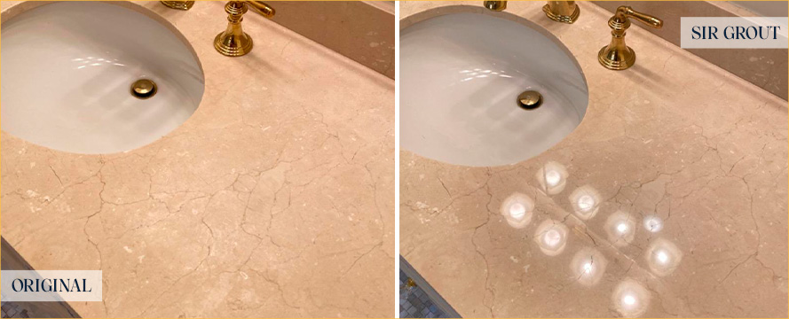Bathroom Countertop Before and After Our Sonoma Stone Cleaning Service