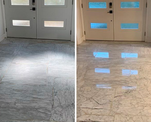 Marble Floor Before and After Our Windsor Stone Polishing Service