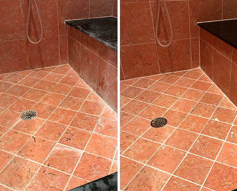 Shower Before and  After Our Santa Rosa Grout Cleaning Service