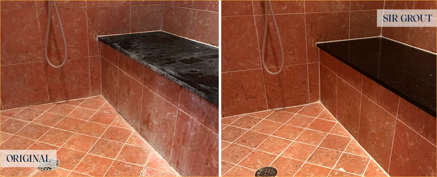 Shower Before and After Our Santa Rosa Grout Cleaning Service