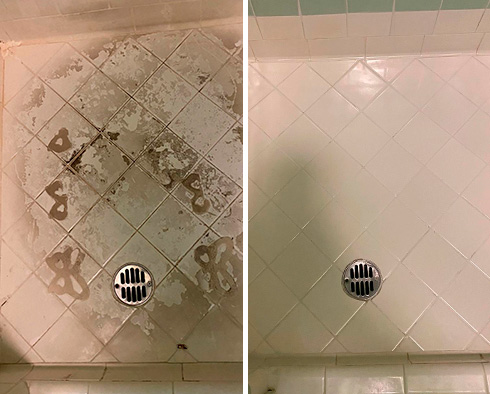Shower Before and After Our Windsor Tile Cleaning Service