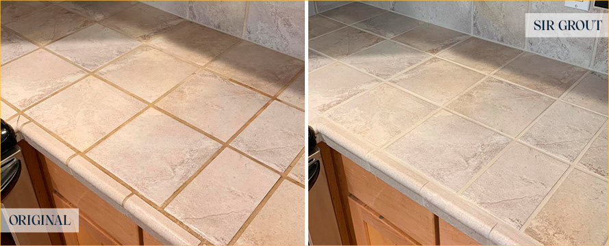 Kitchen Countertop Before and After Our Cliverdale Tile and Grout Cleaners Work