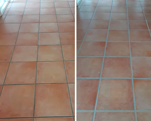 Saltillo Tile Floor Before and After Our Sebastopol Grout Sealing Service