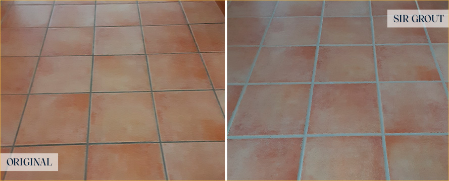 Saltillo Tile Floor Before and After Our Sebastopol Grout Sealing Service