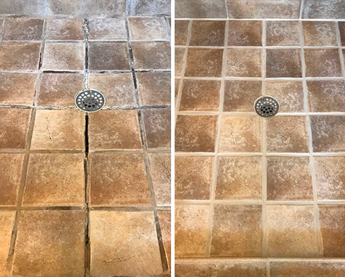Shower Before and After Our Somona Caulking Service