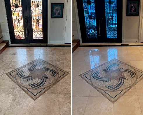 Foyer Before and After Our Cotati Stone Cleaning Service