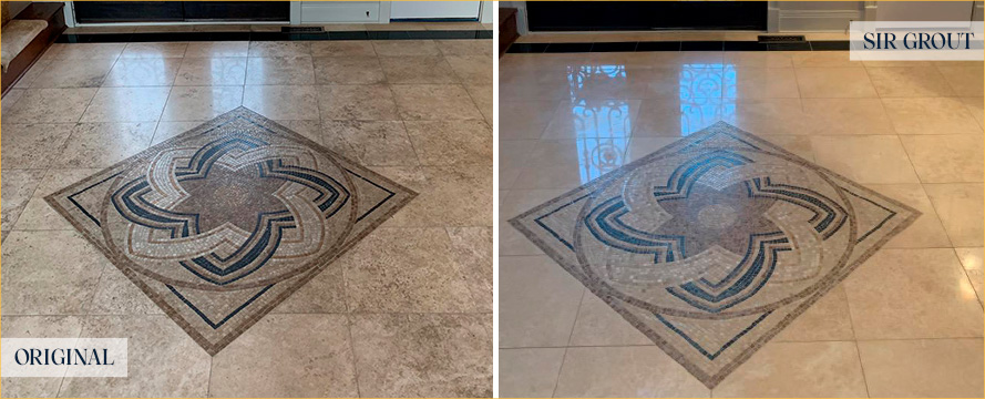 Foyer Before and After Our Cotati Stone Cleaning Service